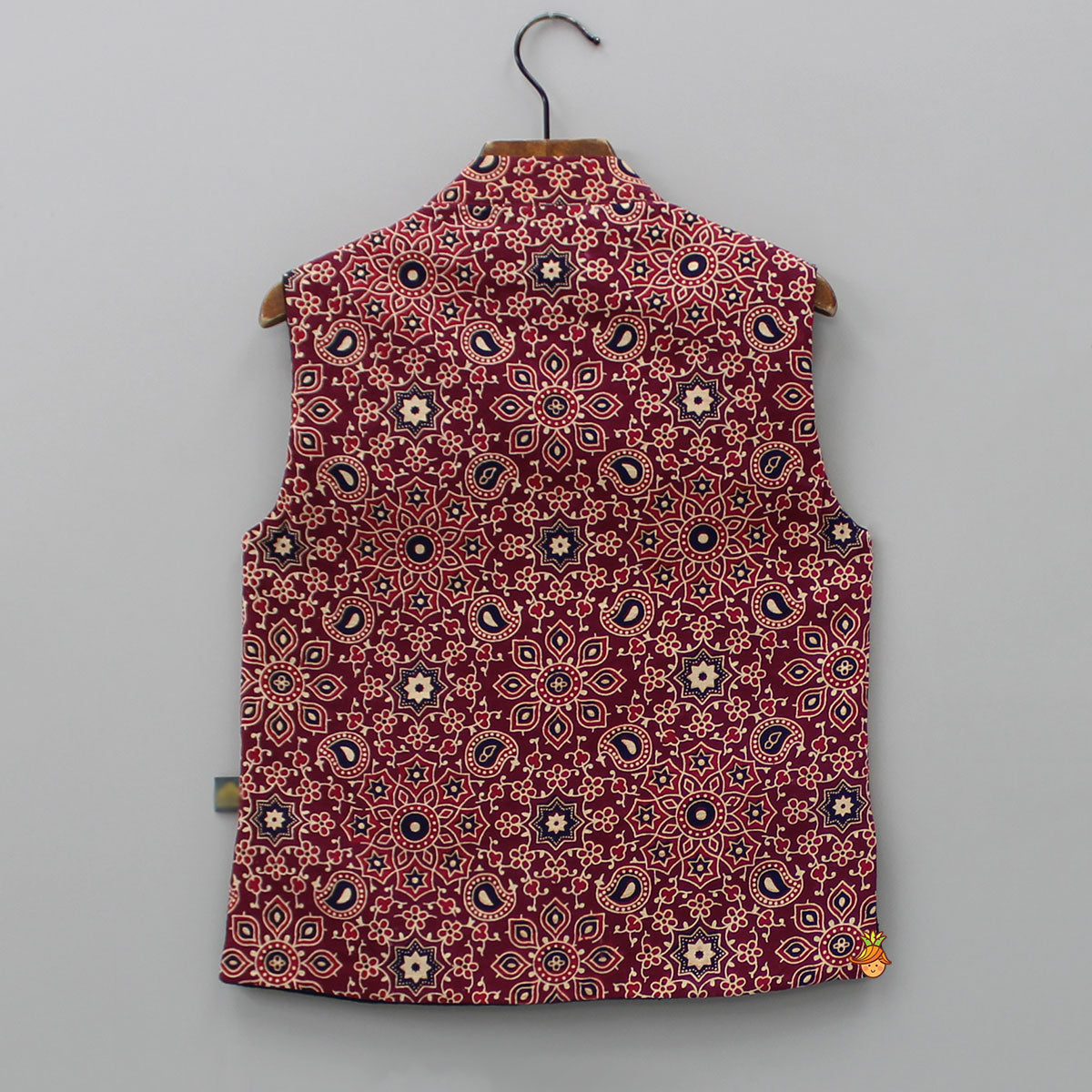 Ajrakh Printed Front Open Red Jacket