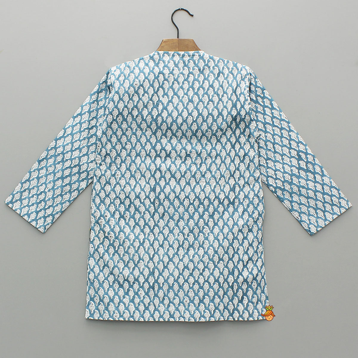 Blue Floral Hand Block Printed Cotton Kurta