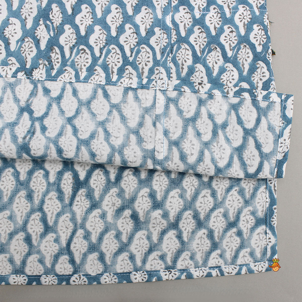 Blue Floral Hand Block Printed Cotton Kurta