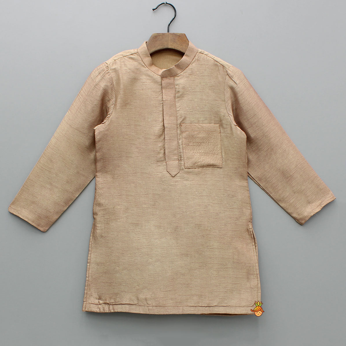 Brown Ethnic Kurta With Embroidered Jacket And Pyjama