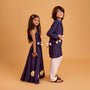Ethnic Kurta With Diagonal Button Detail Jacket And Pyjama twinning model image 3