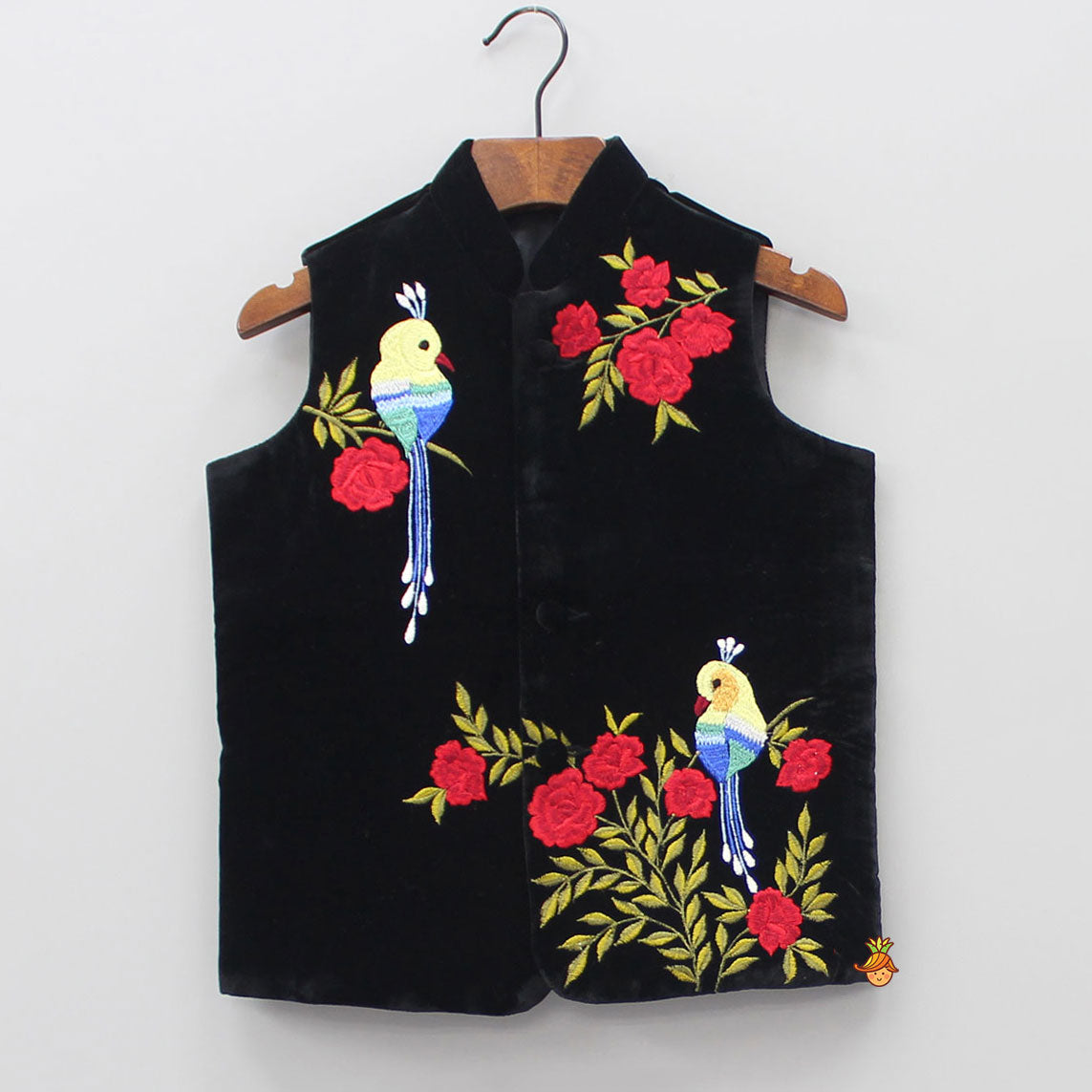 Pre Order: Bird And Floral Embroidered Velvet Jacket