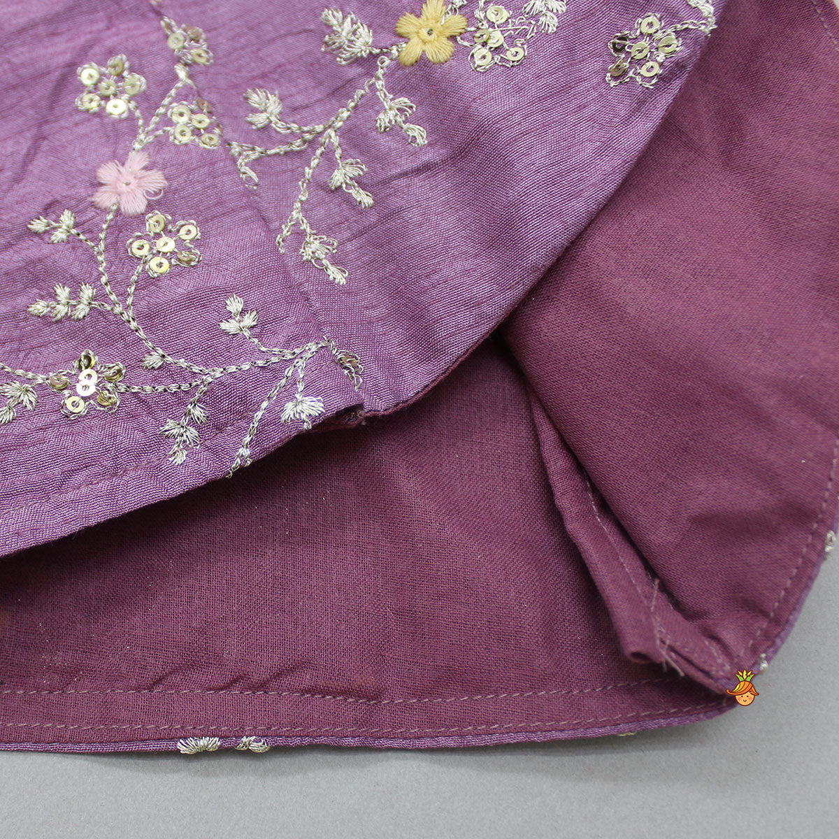 Sequin And Thread Work Lavender Kurta With Dhoti