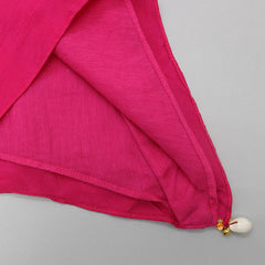 Pre Order: Hanging Tassels Enhanced Pink Top And Shibori Printed Dhoti