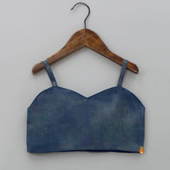 Pre Order: Strappy Blue Crop Top And Shiny Sharara