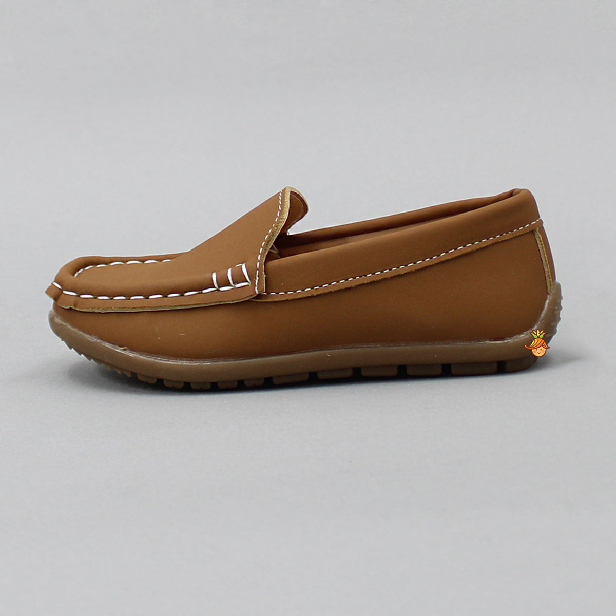 Round Toe Brown Slip On Loafers