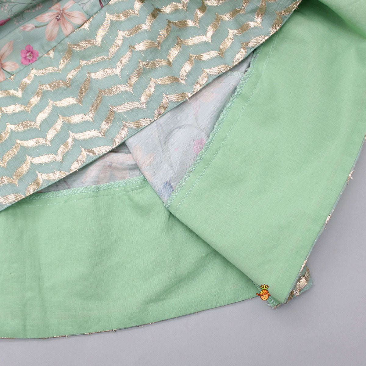 Side Knot Detail Green Long Kurti And Pant With Dupatta
