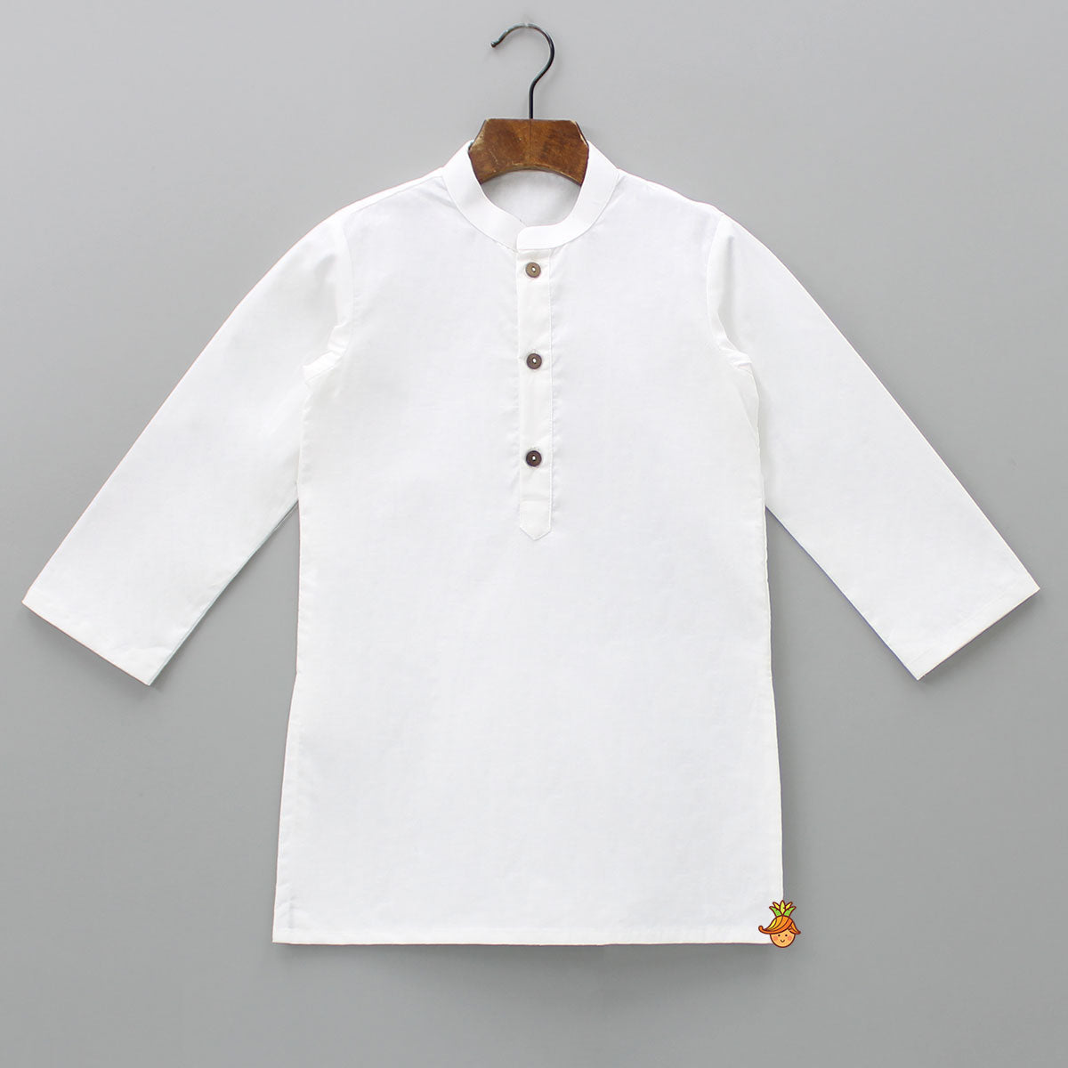 Mandarin Collar White Cotton Kurta With Thread Embroidered Jacket And Pyjama