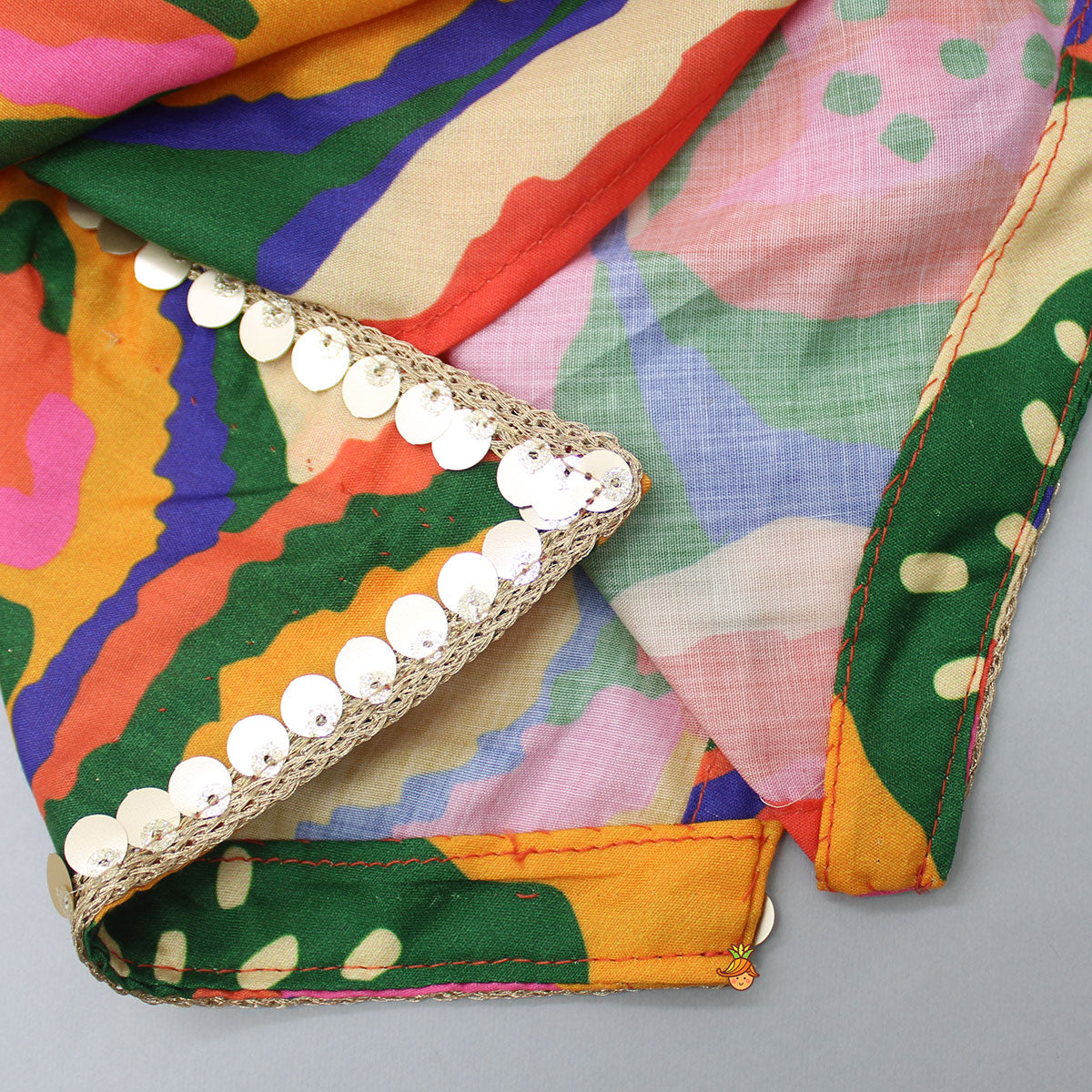 Pleated Stylish Hem Multicolour Kurta And Pyjama