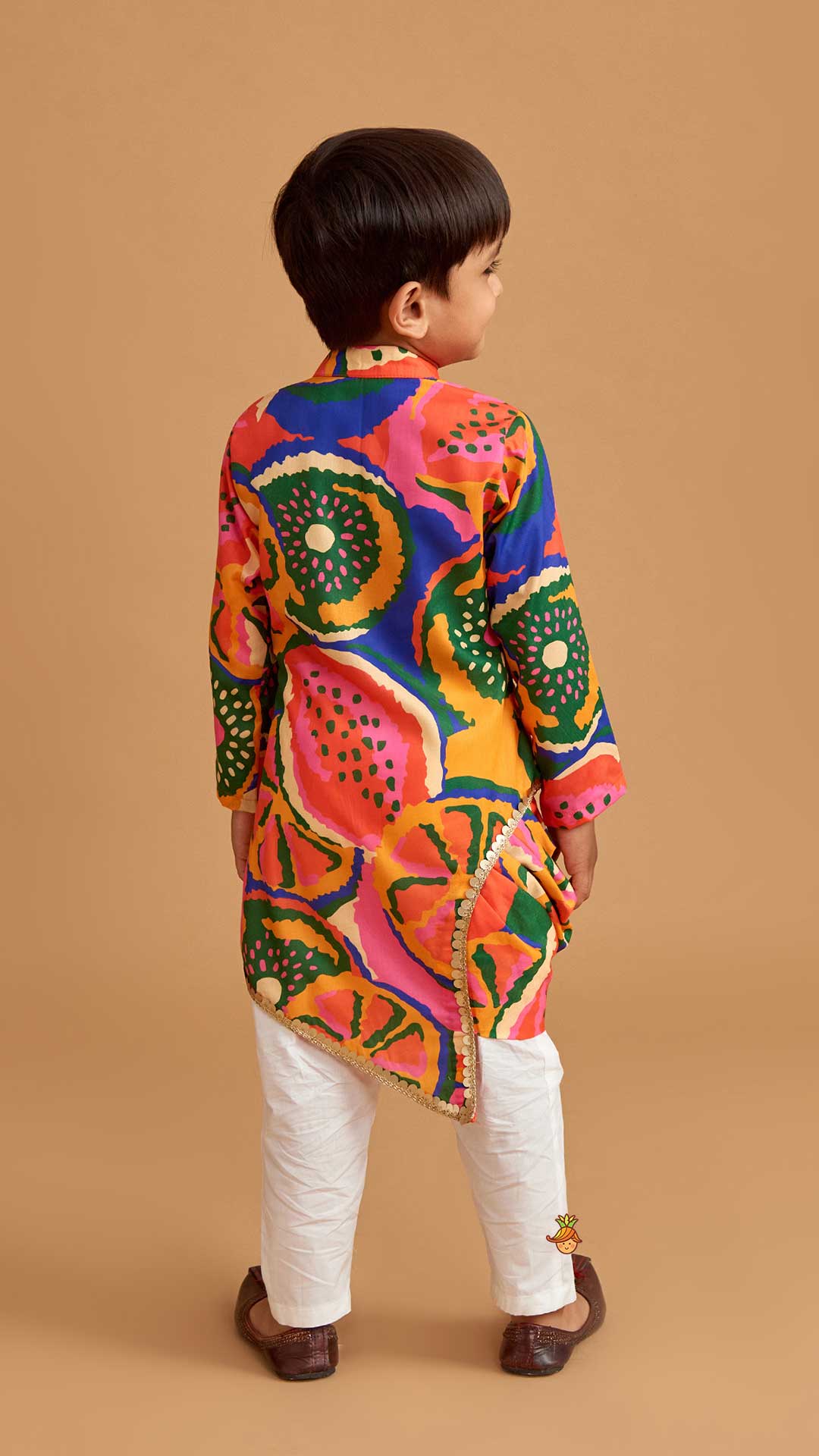 Pleated Stylish Hem Multicolour Kurta And Pyjama