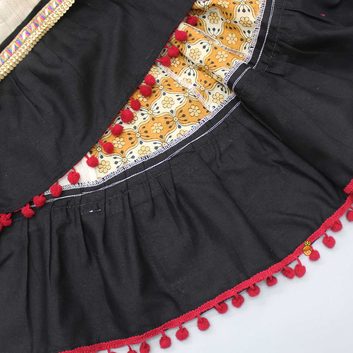 Halter Neck Embroidered Top With Multicolour Lehenga
