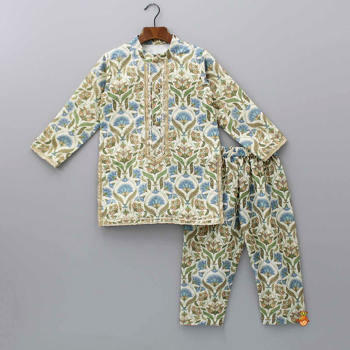 Floral Printed Multicolour Kurta With Matching Pyjama