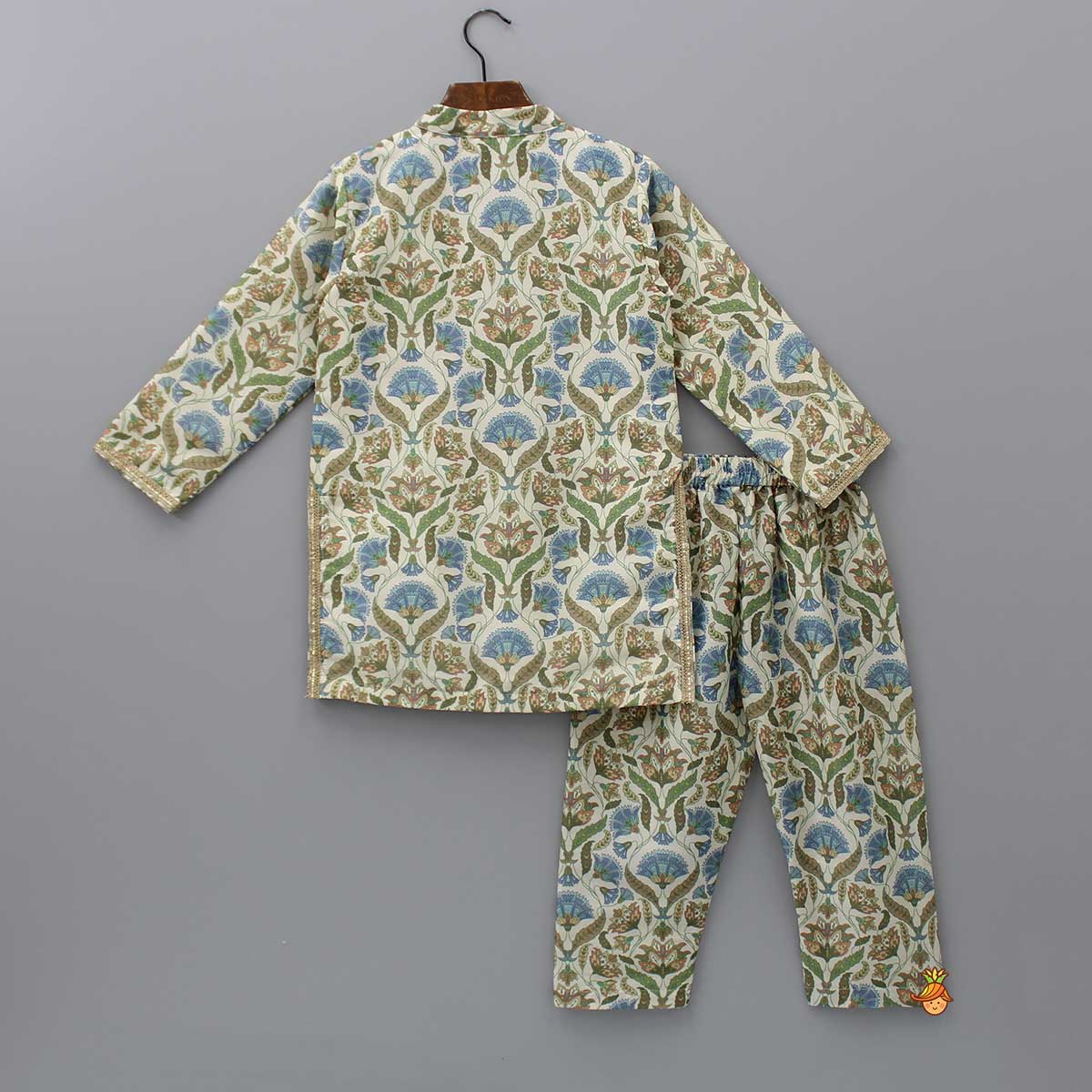 Floral Embroidered Multicolour Kurta With Matching Pyjama