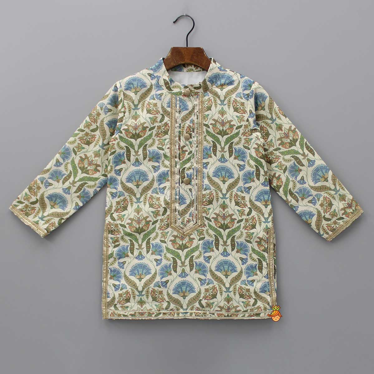 Floral Embroidered Multicolour Kurta With Matching Pyjama