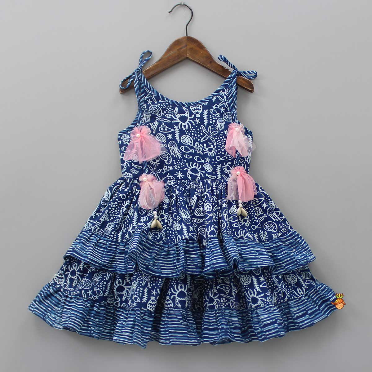 Ocean Theme Printed Strappy Dress