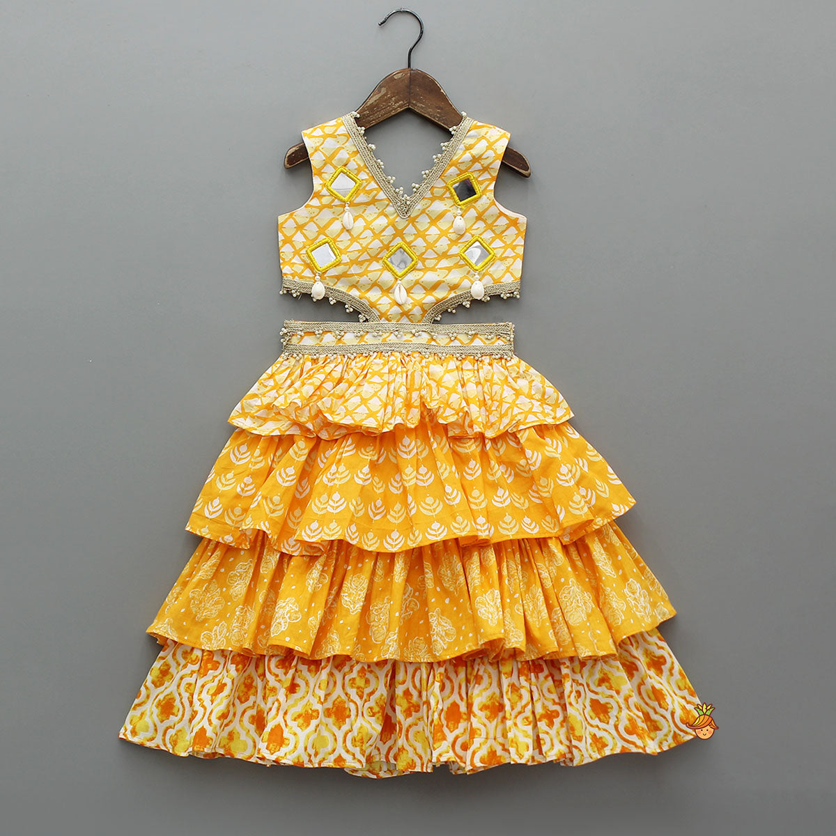 Faux Mirror Work Ruffle Kurti