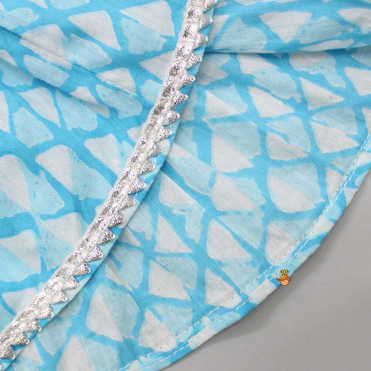 Gota Lace Detailed Yoke Blue Top And Sharara With Stylish Net Dupatta