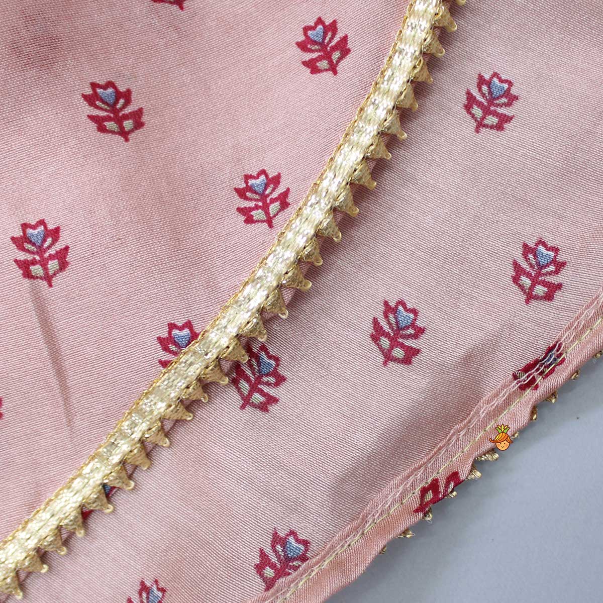 Gota Lacework Detail Pink Kurti And Printed Dhoti