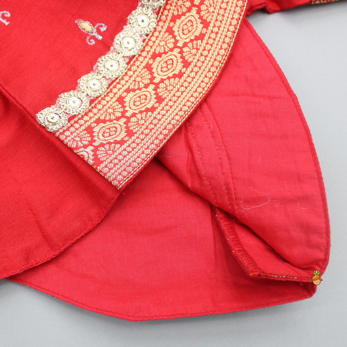 Embroidered Red Top And Brocade Lehenga