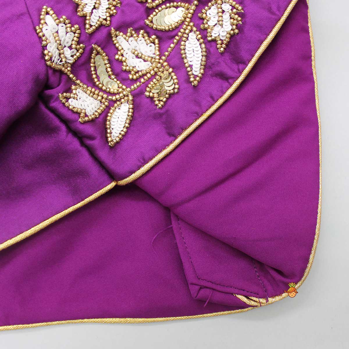 Purple Embroidered Top And Lehenga With Matching Net Dupatta