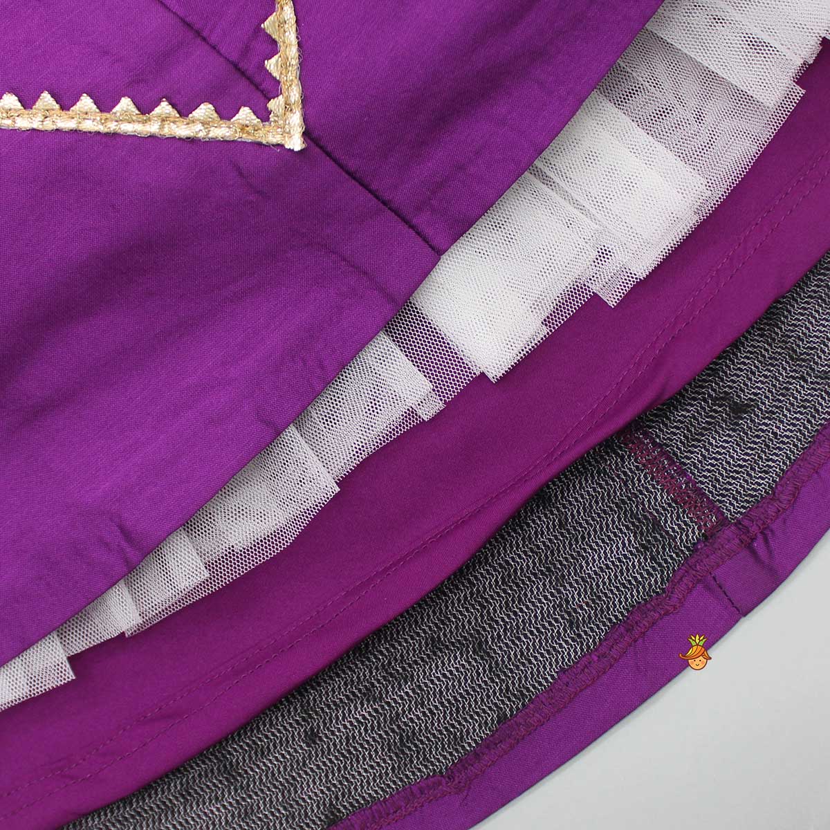 Purple Embroidered Top And Lehenga With Matching Net Dupatta
