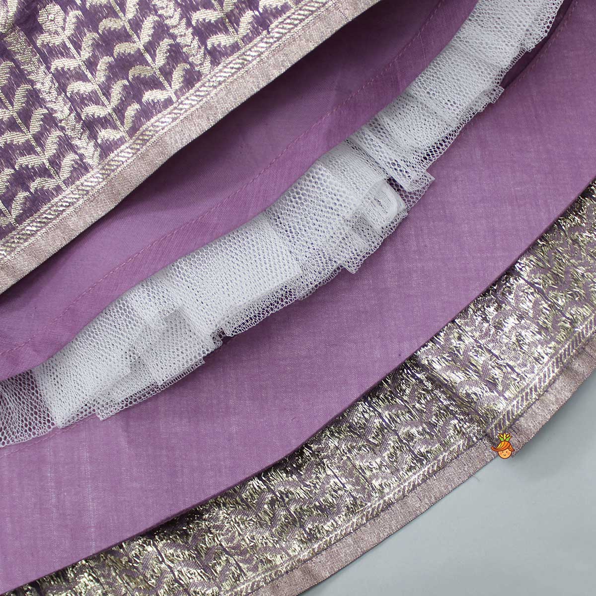 Brocade Embroidered Purple Top And Lehenga
