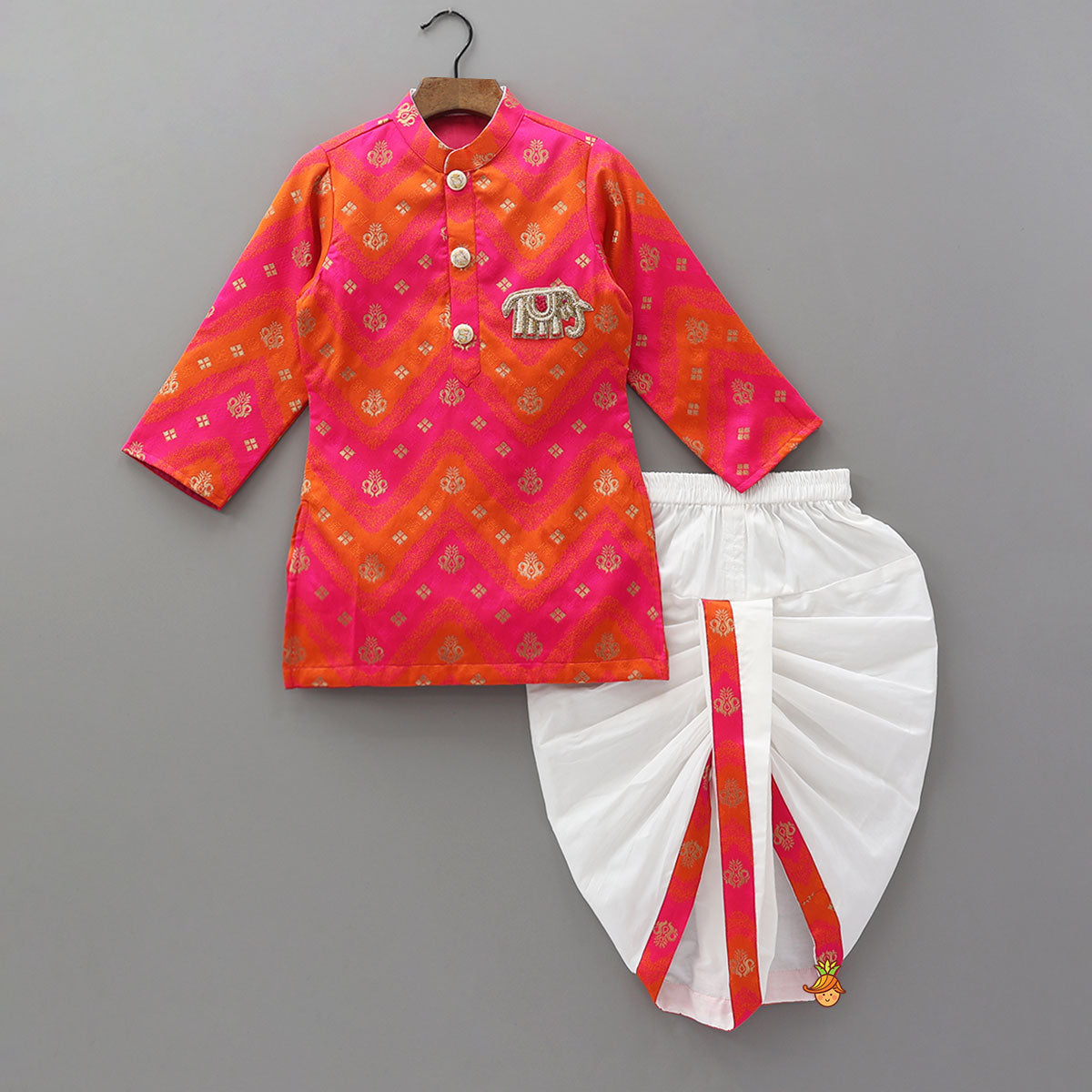 Embroidered Dual Tone Kurta And Dhoti