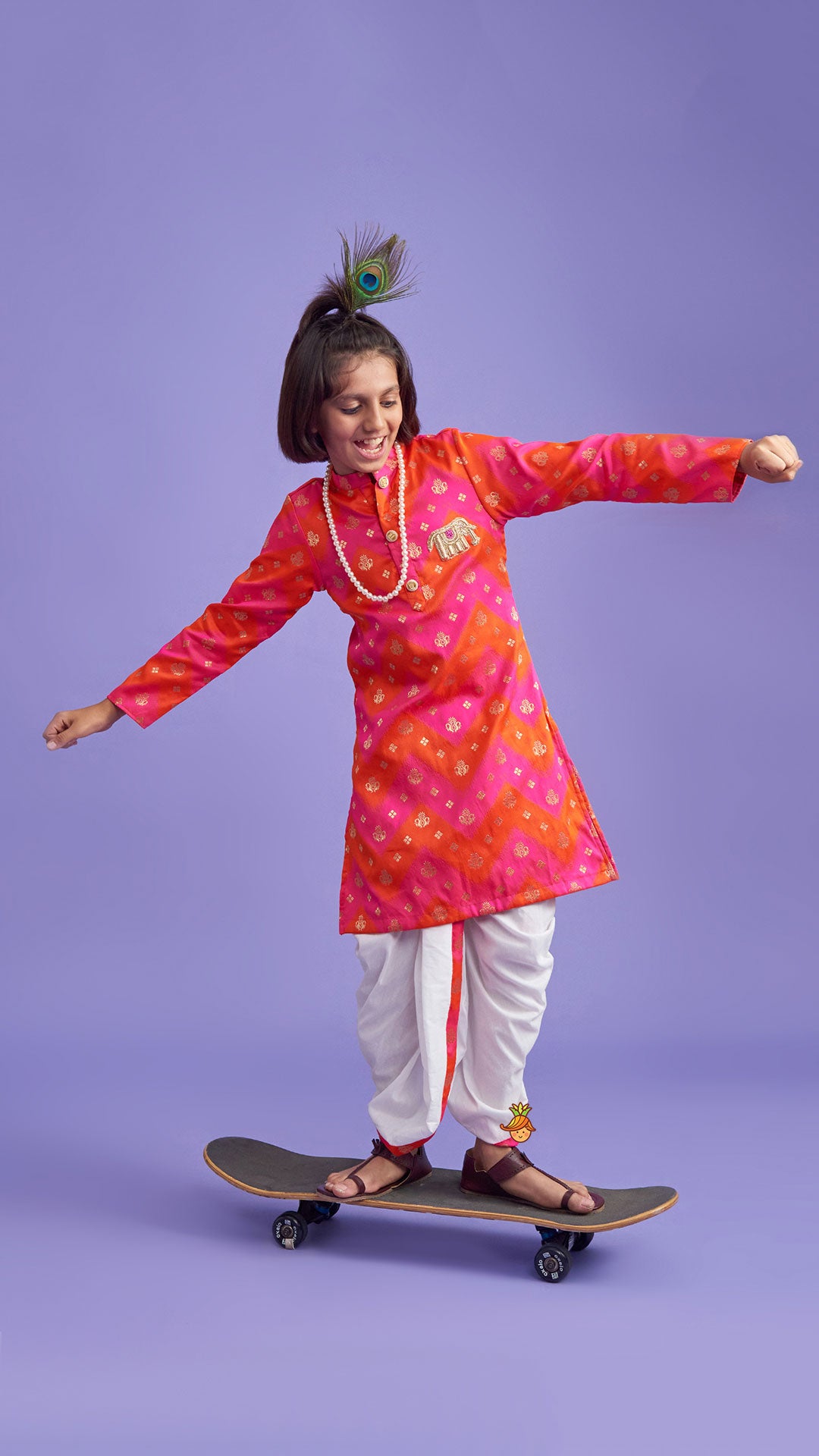 Embroidered Dual Tone Kurta And Dhoti