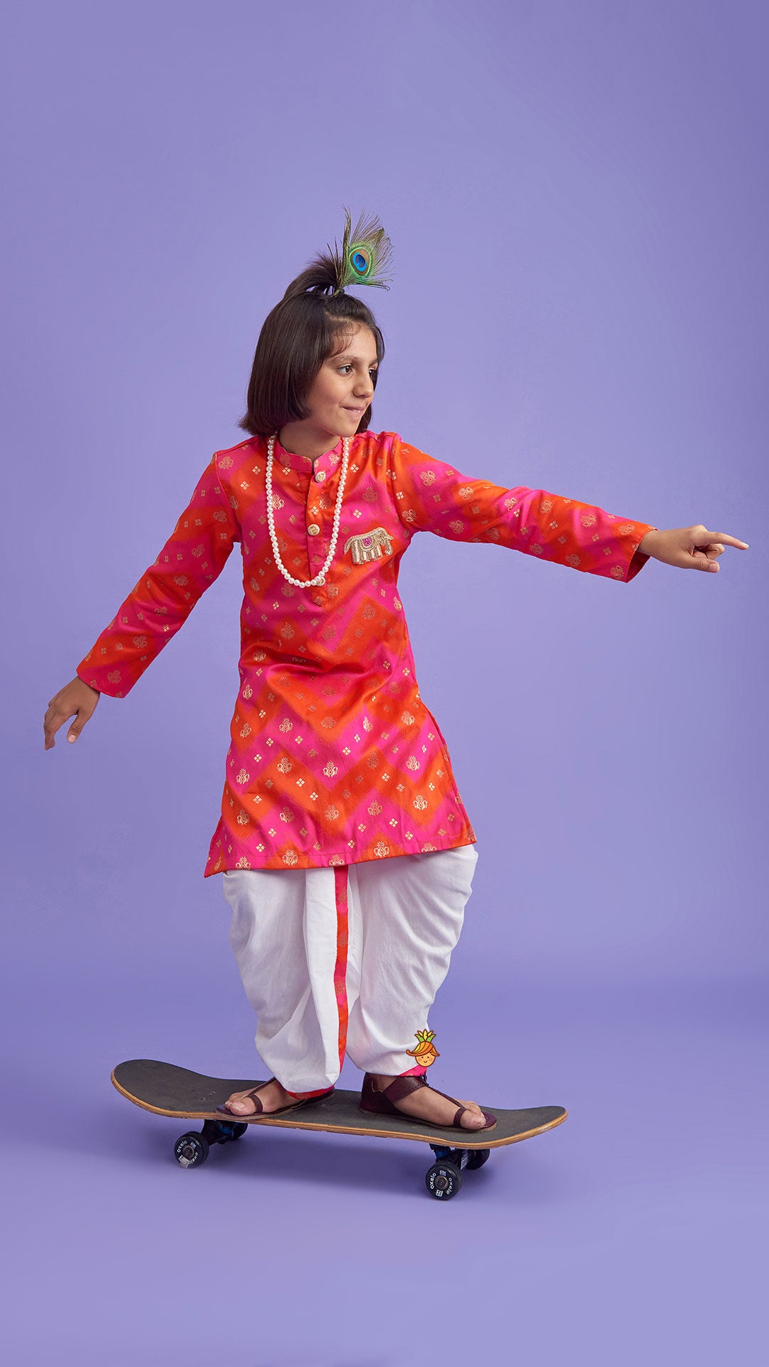 Embroidered Dual Tone Kurta And Dhoti