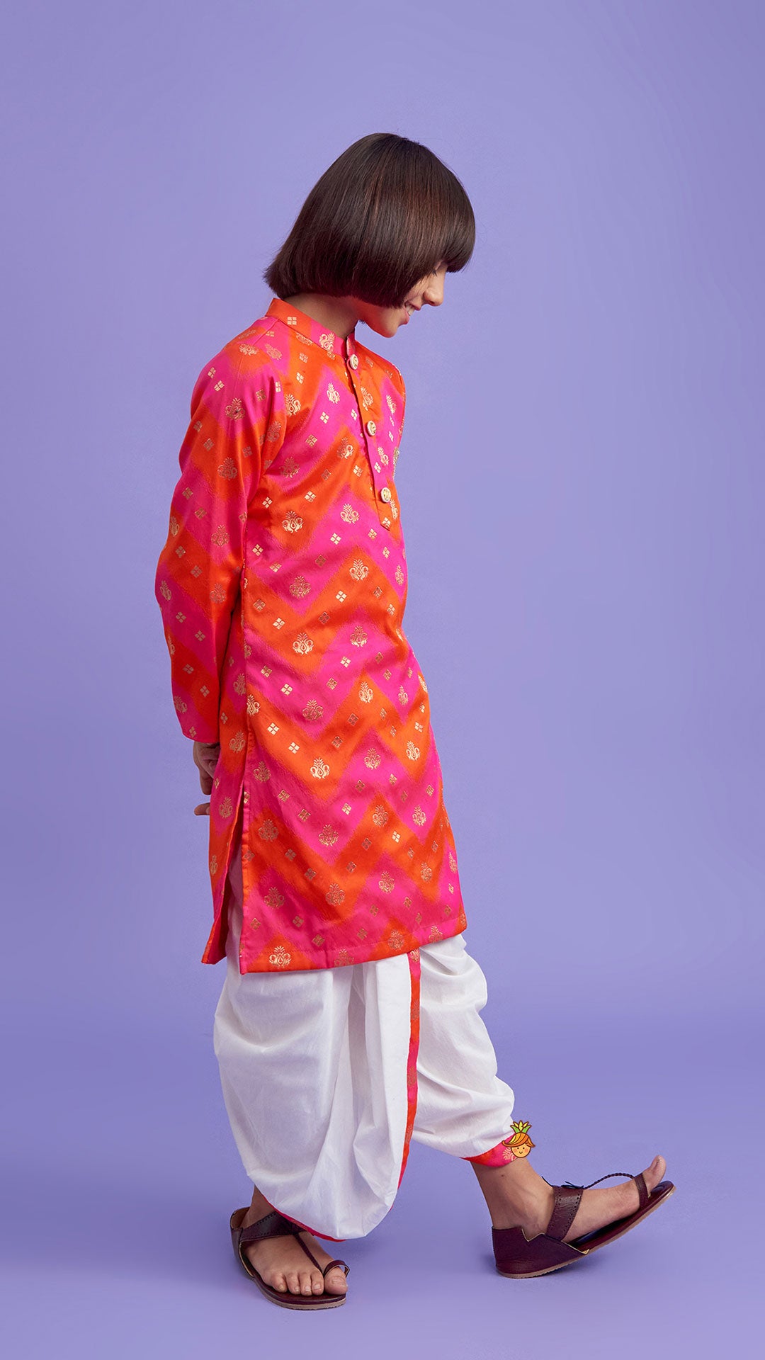 Embroidered Dual Tone Kurta And Dhoti