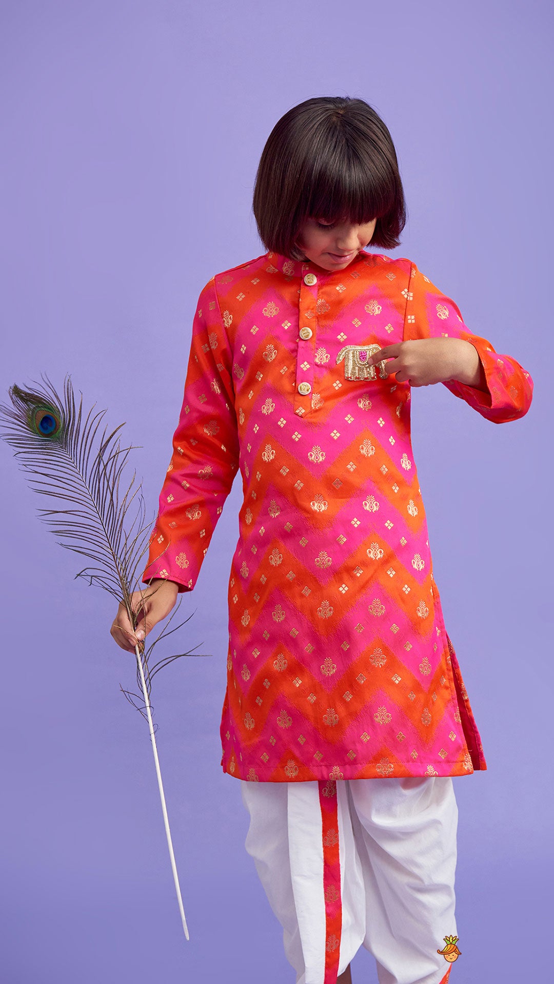 Embroidered Dual Tone Kurta And Dhoti