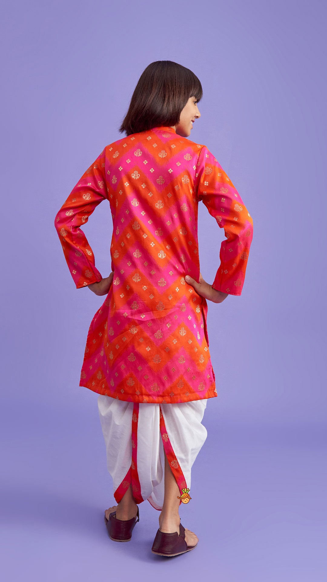 Embroidered Dual Tone Kurta And Dhoti