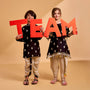 Kaftan Style Embroidered Kurti And Dhoti twinning model image 2