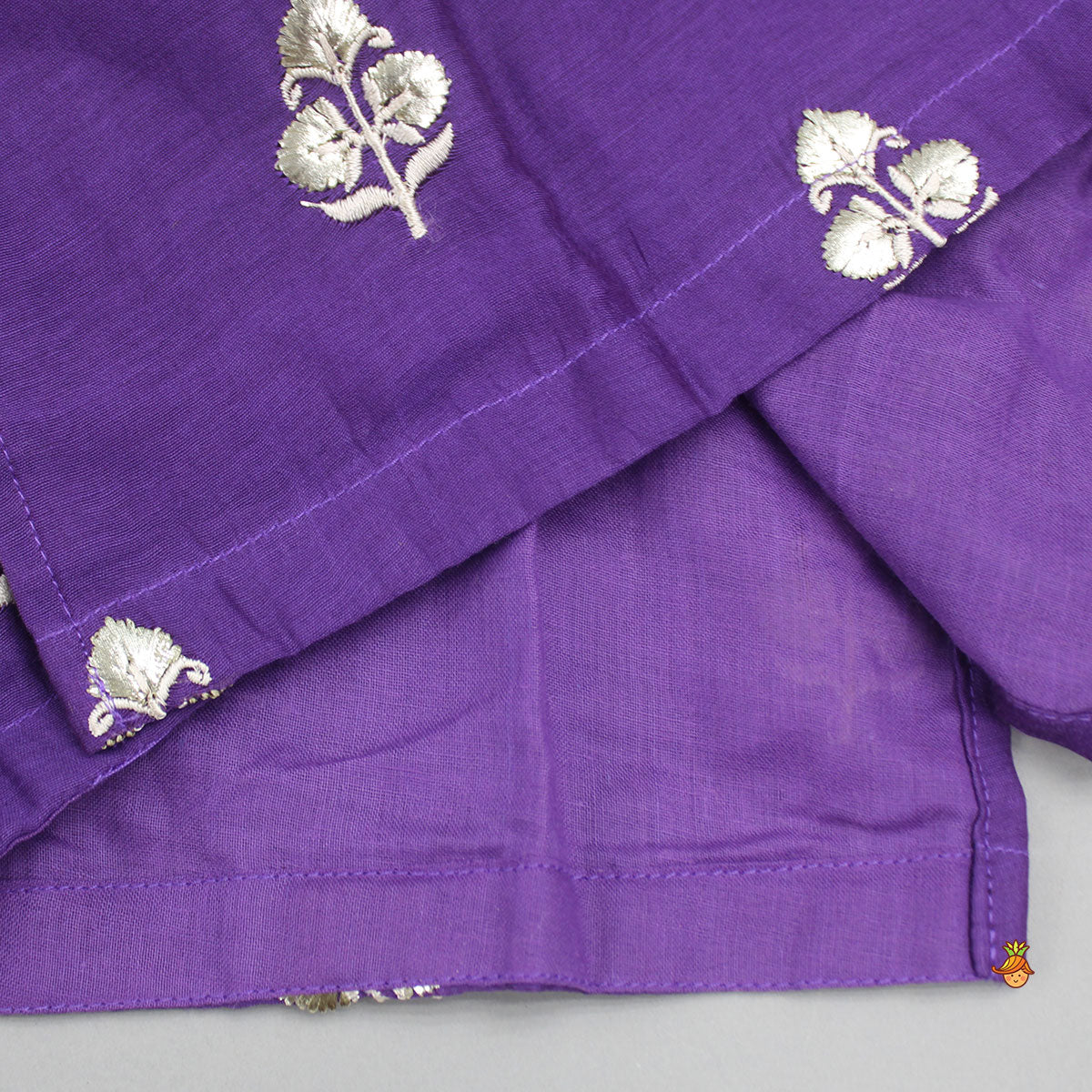 Embroidered Purple Kurta And Mustard Dhoti