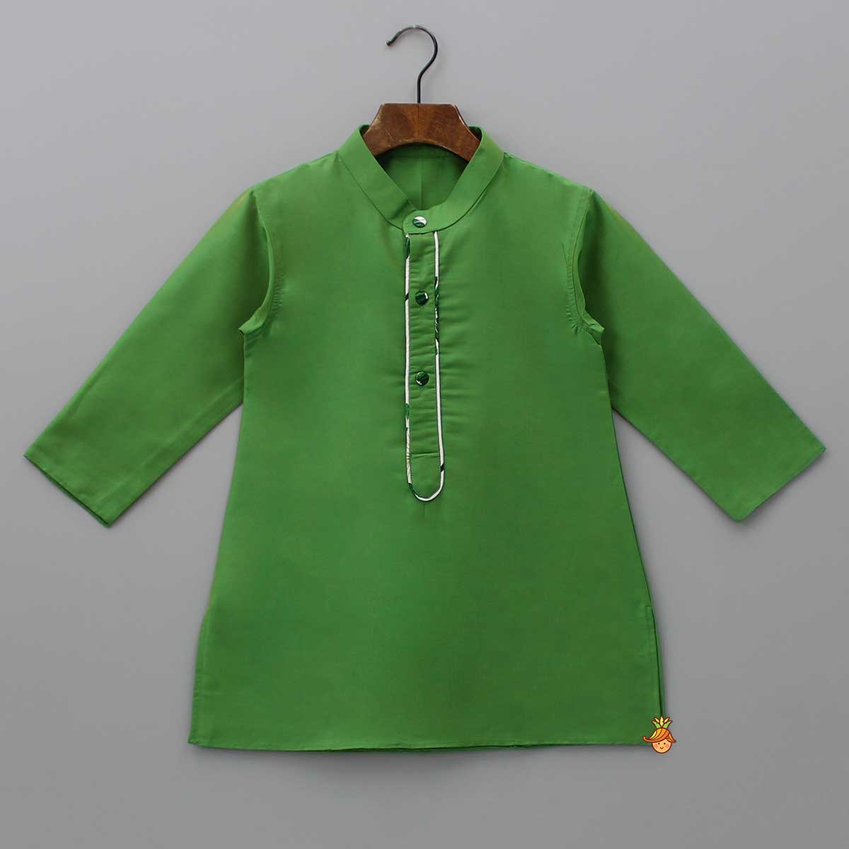 Green Kurta With Tree-Printed Jacket And Pyjama