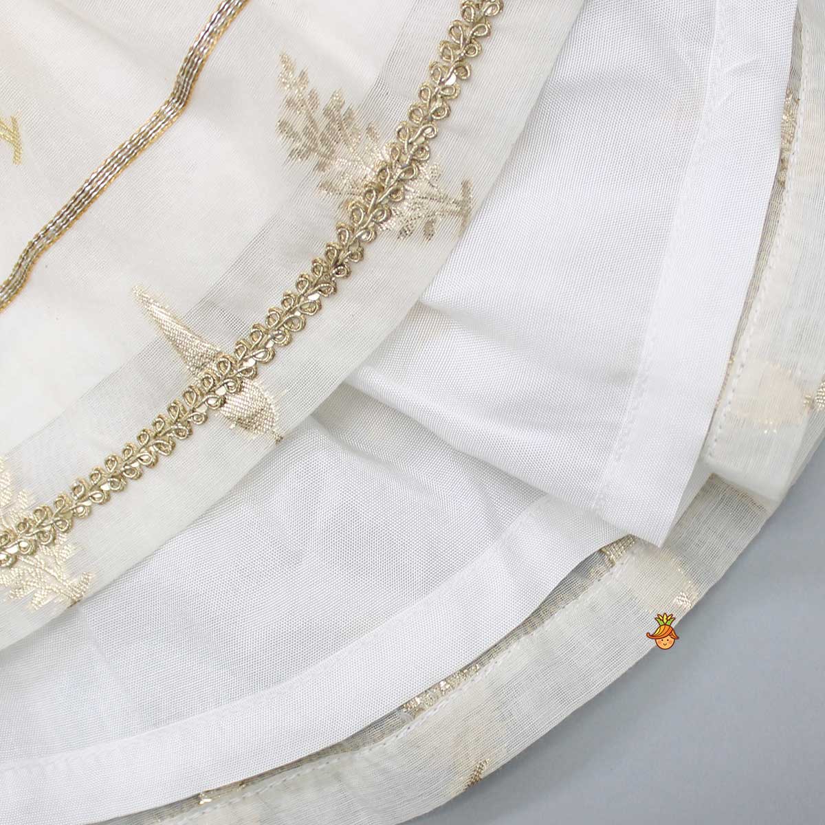 Chanderi Embroidered Ivory Top And Sharara With Net Dupatta