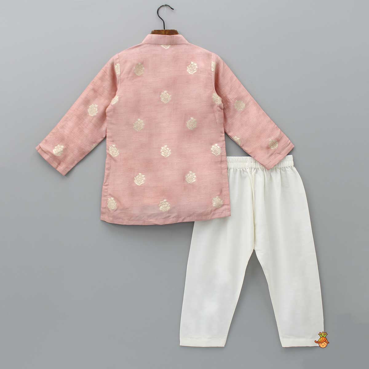 Peach Loop Buttons Detailed Kurta With Pyjama