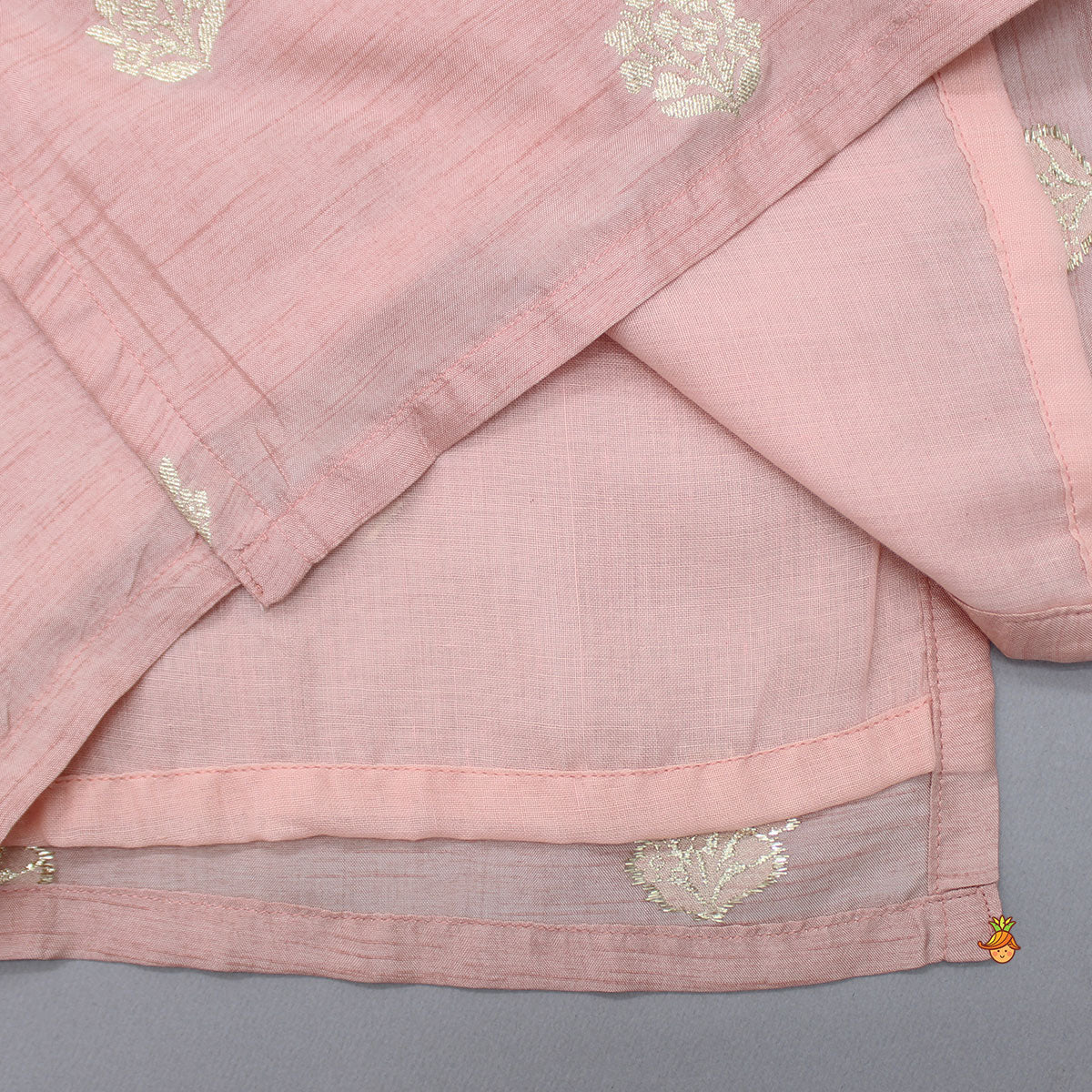 Peach Loop Buttons Detailed Kurta With Pyjama