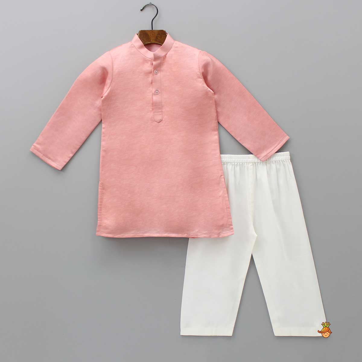 Plain Pink Kurta And Thread Embroidered Jacket With Pyjama