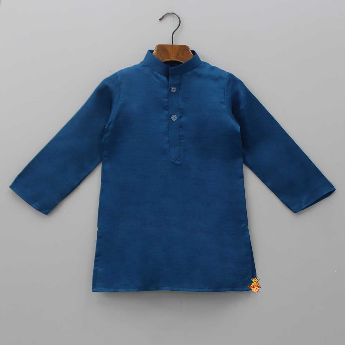 Blue Kurta With Bird Embroidered Green Jacket And Pyjama