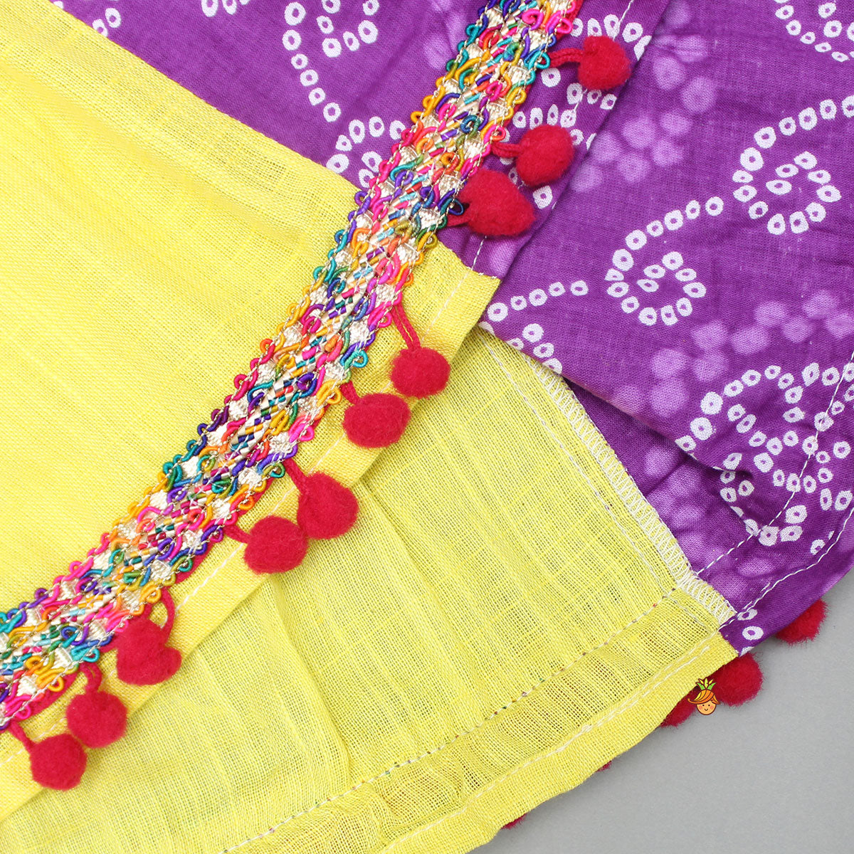 Butterfly Thread Embroidered Top And Multicolour Lehenga