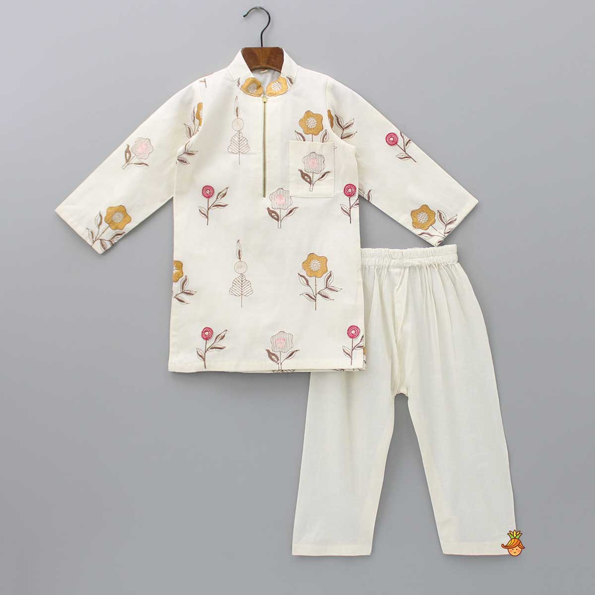 Floral Embroidered Kurta With Pyjama