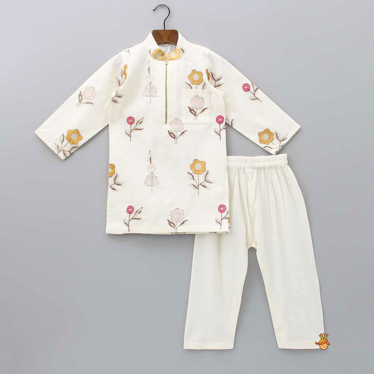 Floral Embroidered Kurta With Pyjama