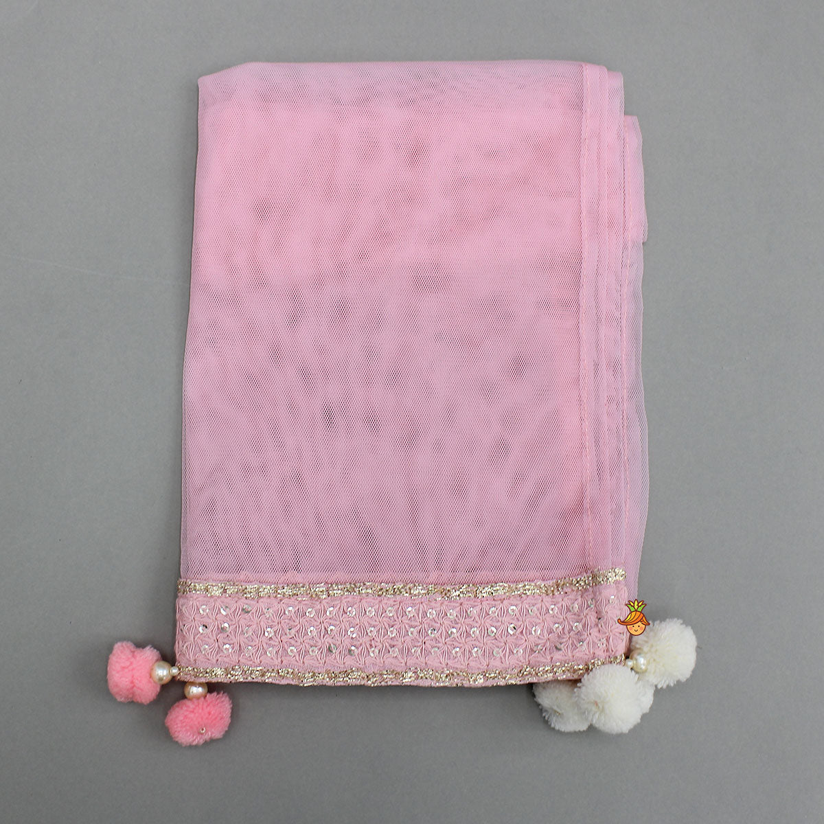 Embroidered Top And Lehenga With Matching Potli And Net Dupatta