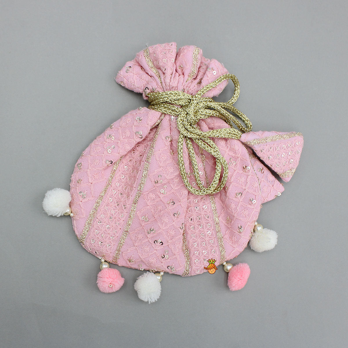 Embroidered Top And Lehenga With Matching Potli And Net Dupatta