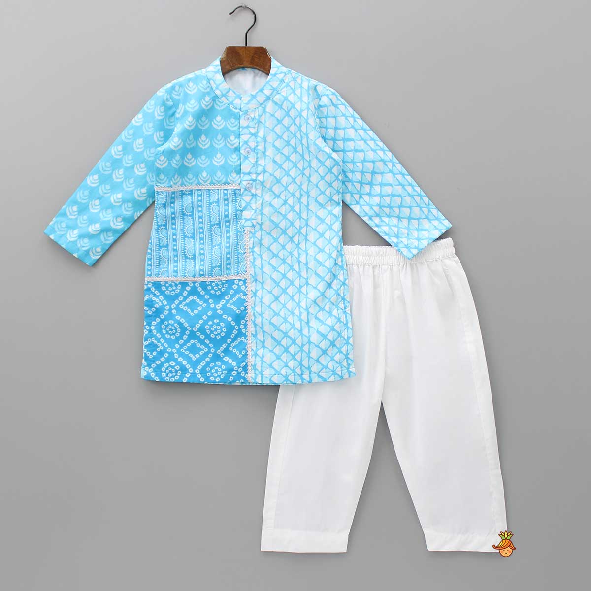 Printed Blue Kurta And Pyjama