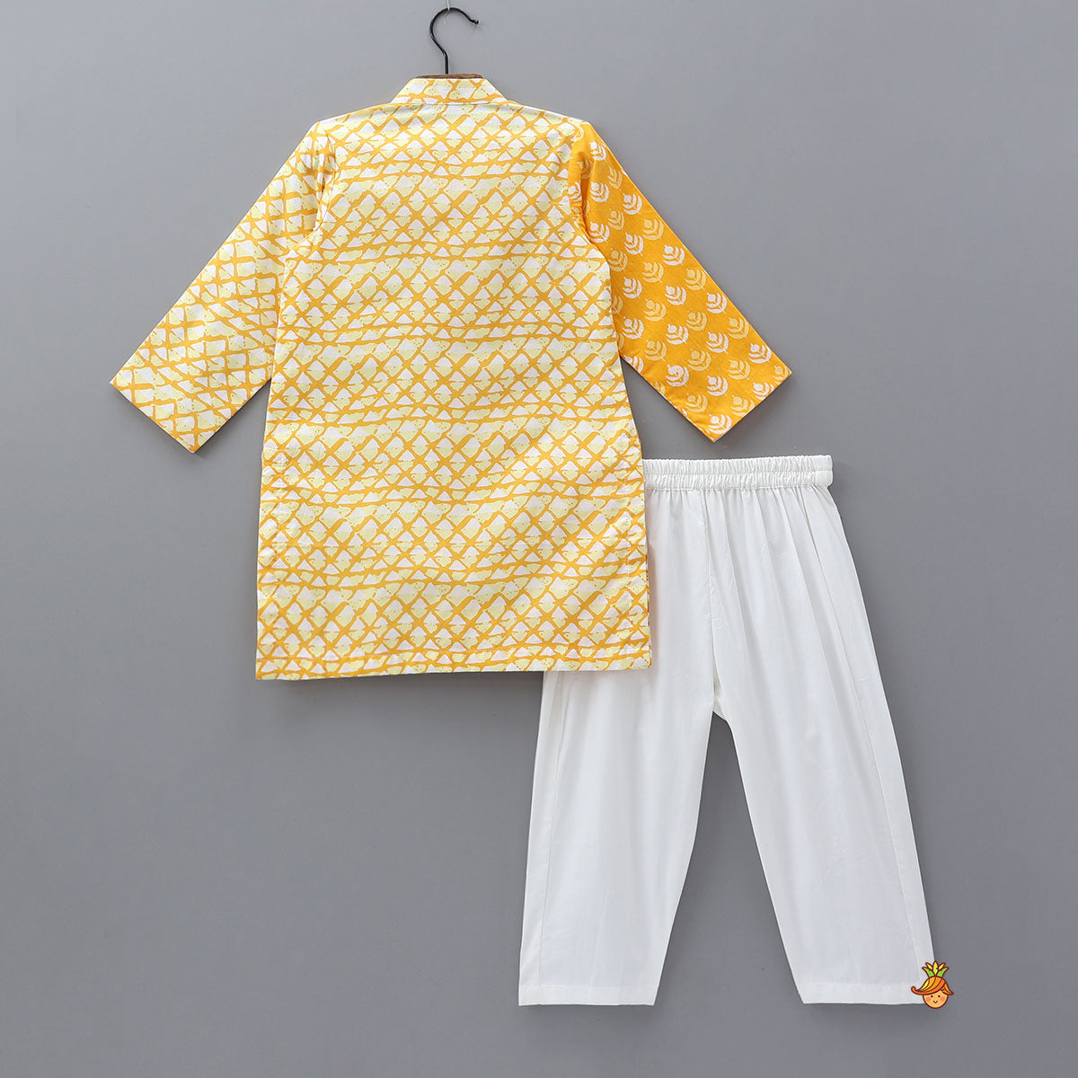 Printed Mustard Kurta And Pyjama