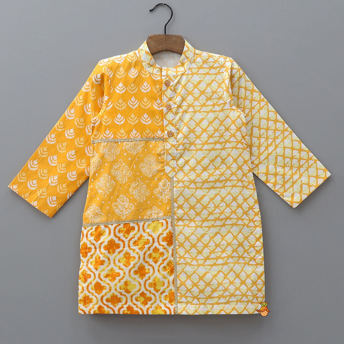 Printed Mustard Kurta And Pyjama