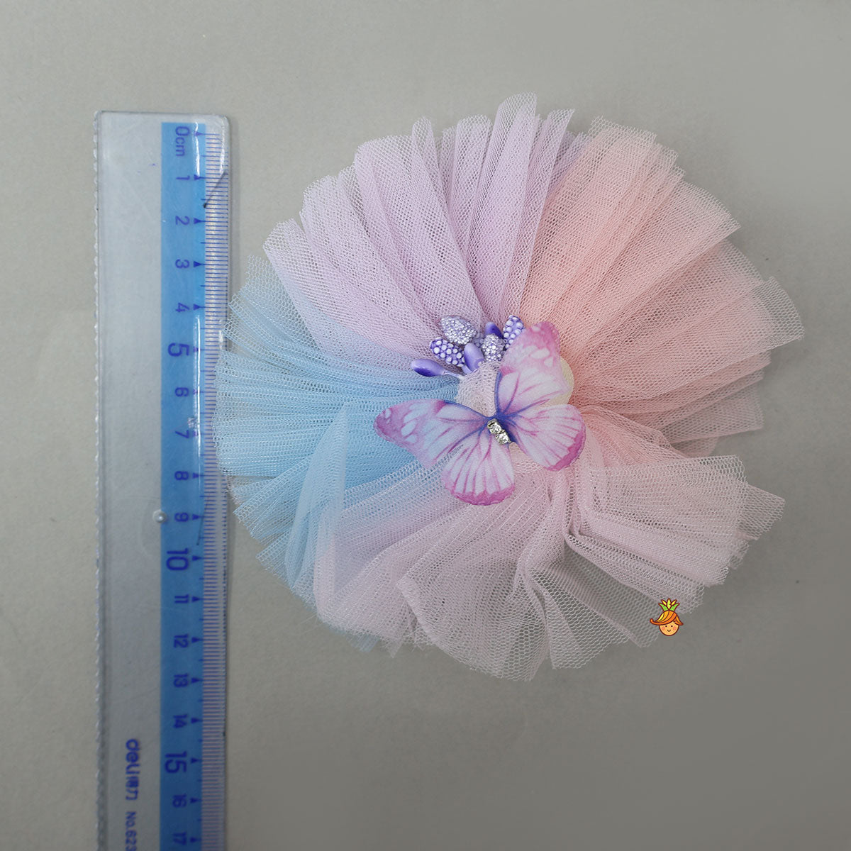 Butterfly Adorned Multicolour Frilly Hair Clip