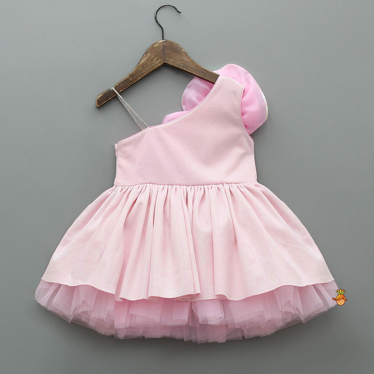 Flower Adorned One Shoulder Dress With Matching Hairband